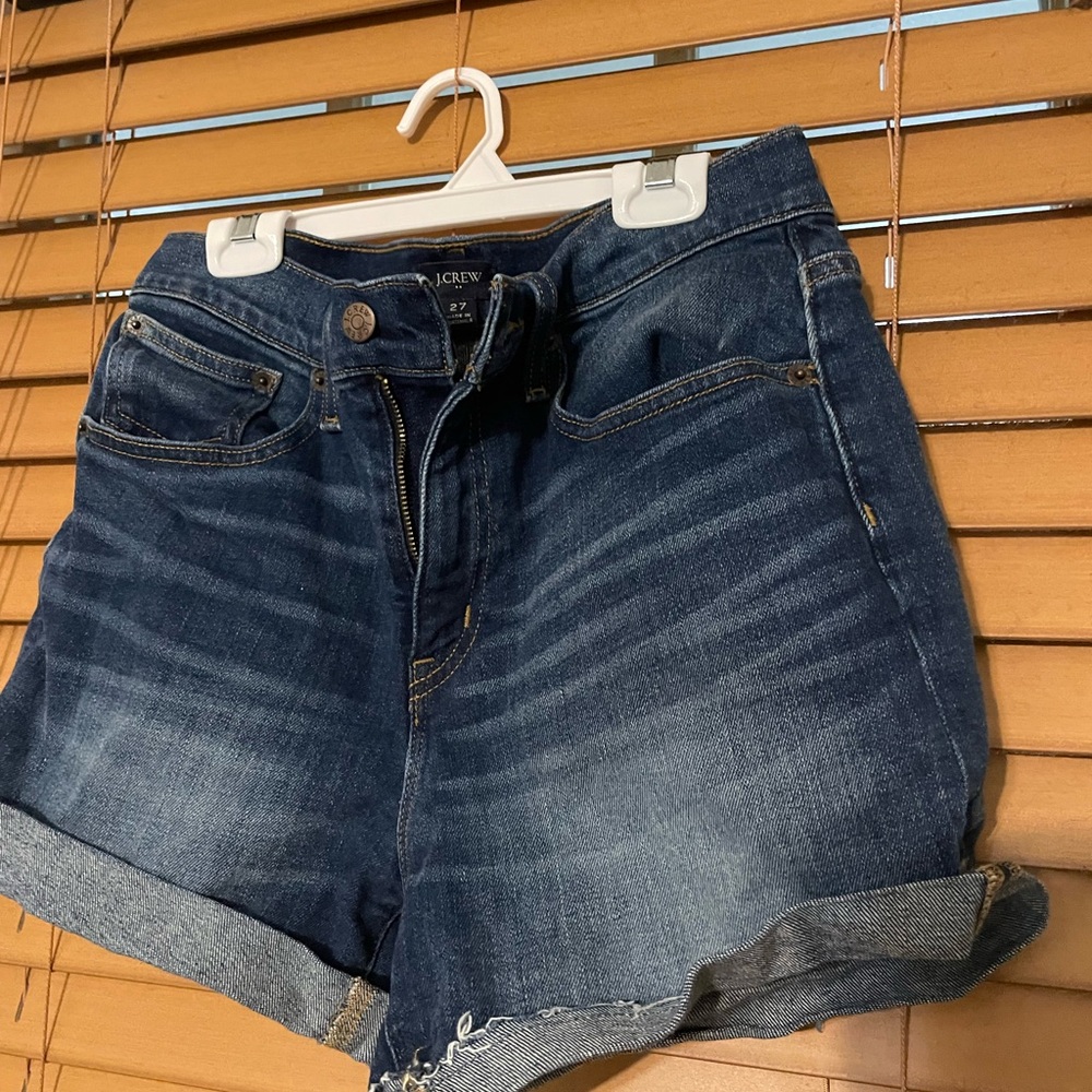 J. Crew Blue Jean Shorts Mid-Thigh Distressed